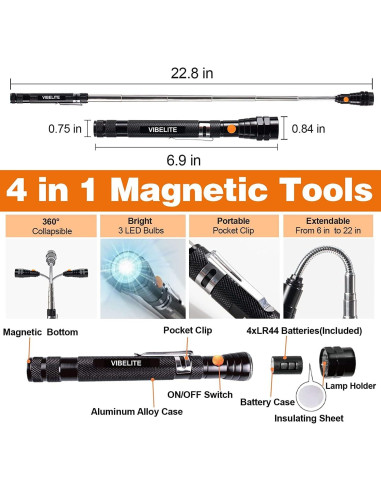 Herramienta Magnética VIBELITE 6 en 1 con Bolígrafos