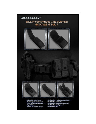 Cinturón Táctico 10 en 1 HUNANBANG Negro Ajustable