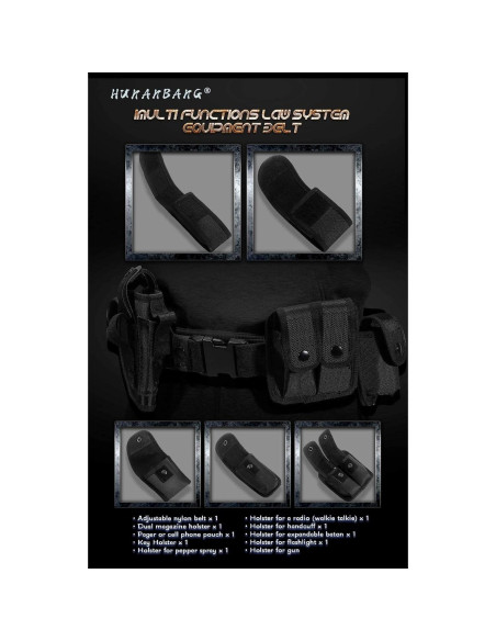 Cinturón Táctico 10 en 1 HUNANBANG Negro Ajustable