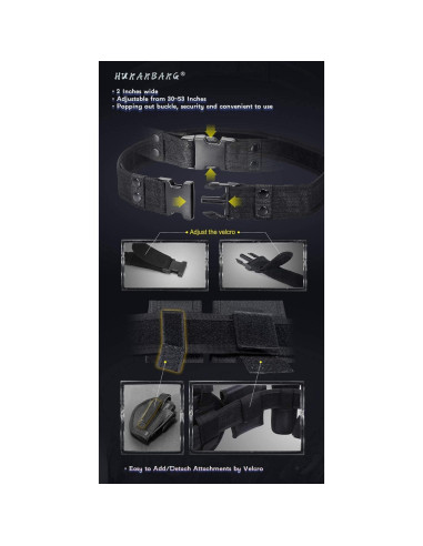 Cinturón Táctico 10 en 1 HUNANBANG Negro Ajustable