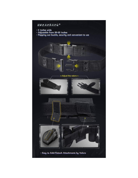 Cinturón Táctico 10 en 1 HUNANBANG Negro Ajustable