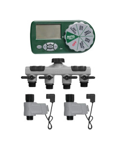Kit de Riego Automático Orbit 58911, 4 Zonas, Verde