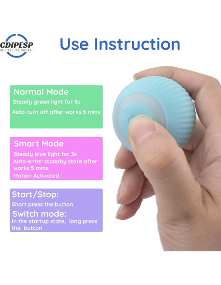 Bola Rodante Automática para Perros y Gatos - Cdipesp Azul