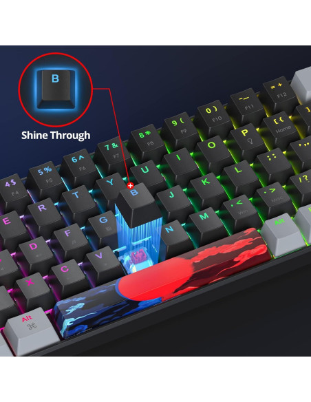 Teclado Mecánico Owpkeenthy 65% RGB Compacto USB Teclado Mecánico Owpkeenthy 65% RGB Compacto USB