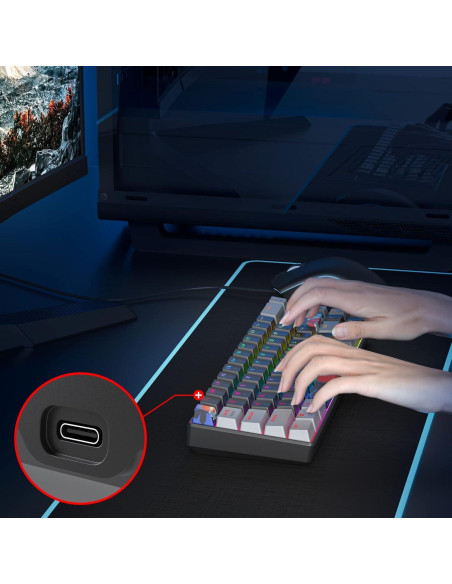Teclado Mecánico Owpkeenthy 65% RGB Compacto USB Teclado Mecánico Owpkeenthy 65% RGB Compacto USB