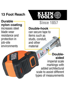 Cinta Métrica Klein Tools 9525 Doble Gancho 7.6 m 2