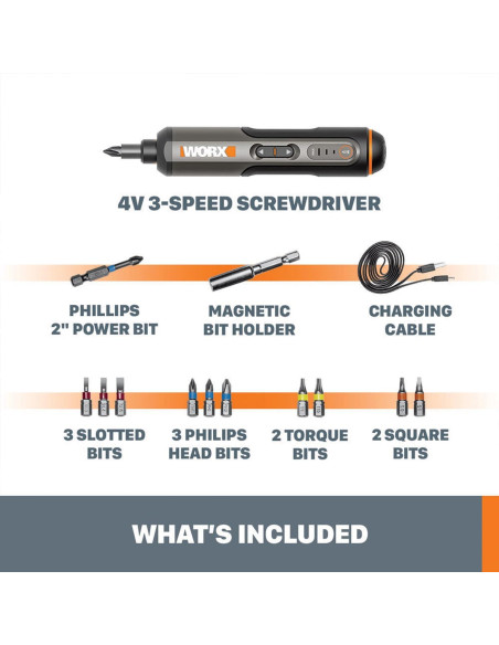 Destornillador Inalámbrico Worx WX240L 4V 300 RPM 12 Puntas