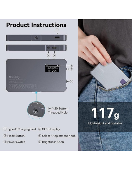 Luz de Video RGB SmallRig P96L LED 2500-8000K 21 Efectos Luz de Video RGB SmallRig P96L LED 2500-8000K 21 Efectos