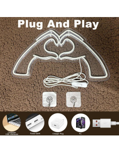 Luz Neon Corazón Rosa ZWEITEC 40x28cm USB Decorativa 2