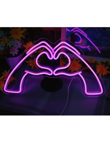 Luz Neon Corazón Rosa ZWEITEC 40x28cm USB Decorativa