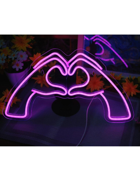 Luz Neon Corazón Rosa ZWEITEC 40x28cm USB Decorativa