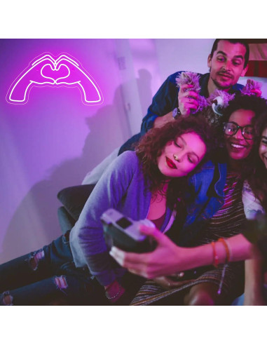 Luz Neon Corazón Rosa ZWEITEC 40x28cm USB Decorativa