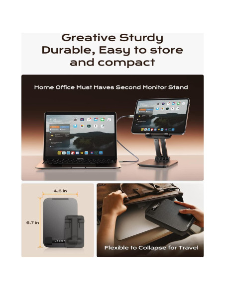 Soporte para Tablet LISEN 2E56 Negro Ajustable Plegable Soporte para Tablet LISEN 2E56 Negro Ajustable Plegable