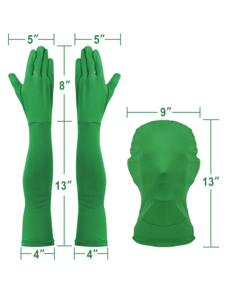 Guantes y Capucha Chroma Key Cosmos para Video Verde