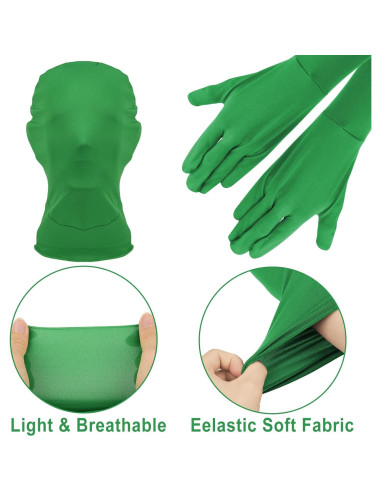 Guantes y Capucha Chroma Key Cosmos para Video Verde