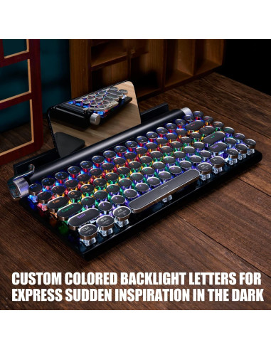 Teclado Mecánico Retro 7KEYS TW1867 Bluetooth Negro