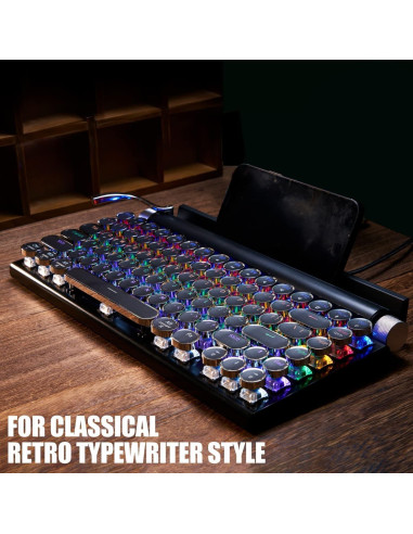 Teclado Mecánico Retro 7KEYS TW1867 Bluetooth Negro