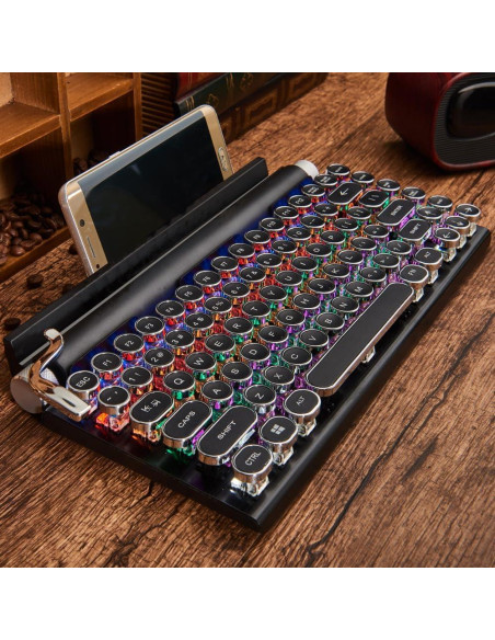 Teclado Mecánico Retro 7KEYS TW1867 Bluetooth Negro