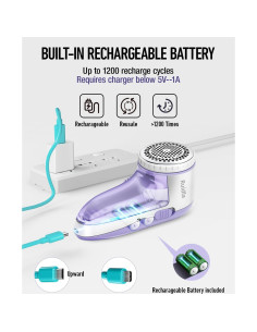 Ruidla Quitapelusas Eléctrico Recargable 3 Cuchillas Inoxidable 2