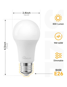 Bombillas Inteligentes TREATLIFE 4Pack E26 9W Regulables 2