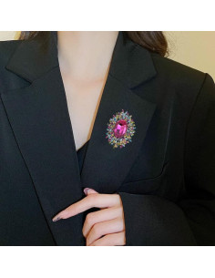 Alfiler de Cristal de Circonio Rosa YOQUCOL 6.4x4.9cm 2