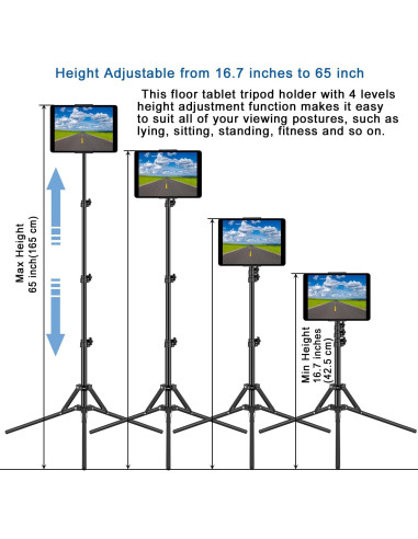 Soporte de trípode SAMHOUSING para iPad ajustable 165 cm