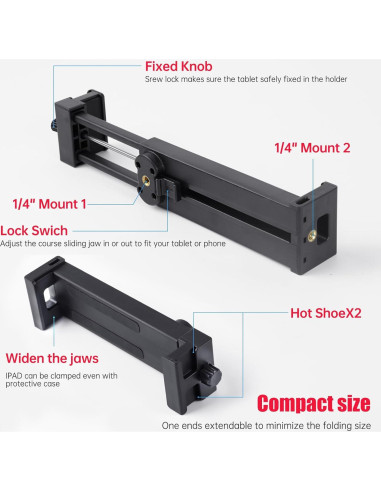 Adaptador de Montaje en Trípode Teefeet JLP-1 para iPad y Teléfonos