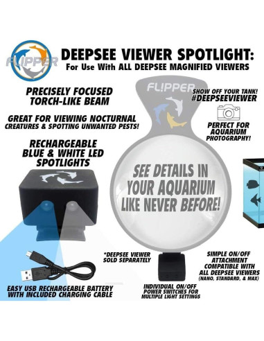Foco LED Recargable Flipper DeepSee para Acuarios