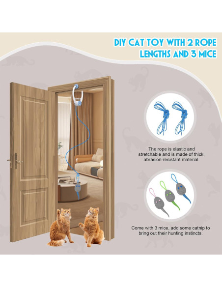 Juguete Interactivo para Gatos Kezlume con 3 Ratones y Cuerda