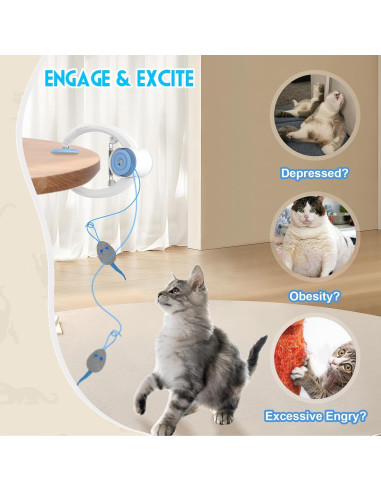 Juguete Interactivo para Gatos Kezlume con 3 Ratones y Cuerda