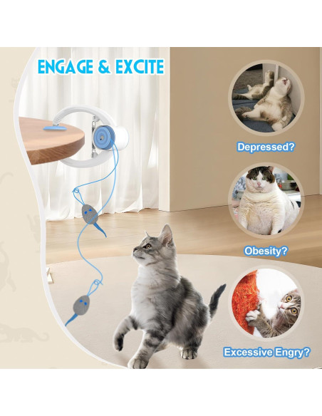 Juguete Interactivo para Gatos Kezlume con 3 Ratones y Cuerda