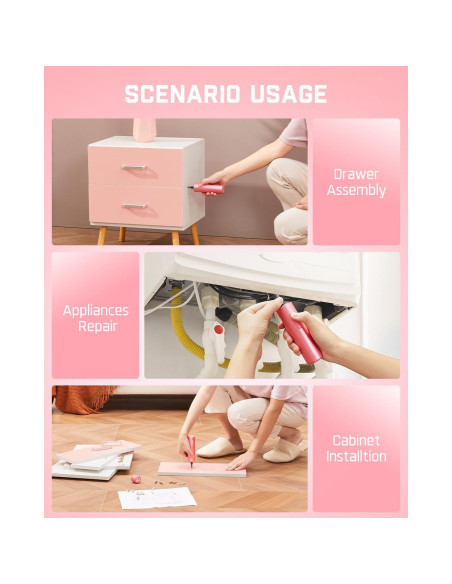 Destornillador Inalámbrico Fanttik NEX S1 Rosa 320 RPM