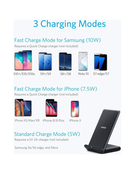 Anker Soporte Carga Inalámbrica 10W para iPhone y Galaxy