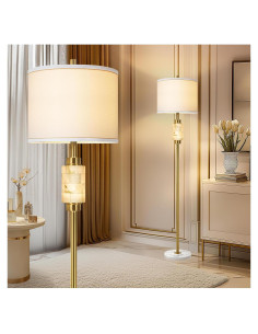 Lámpara de Piso KIVDITZO de Alabastro Natural 157 cm Dorada