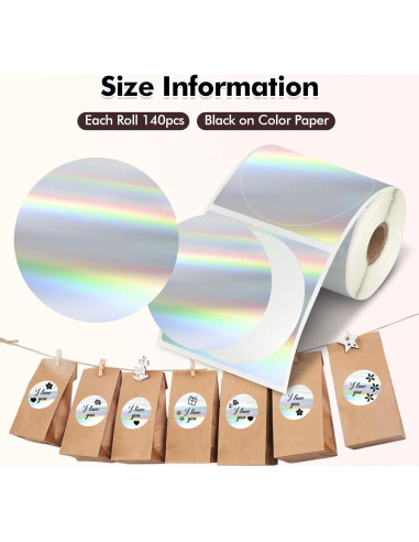 2 Rollos de Papel de Etiquetas Térmicas Redondas QYCHHJ 5,08 cm