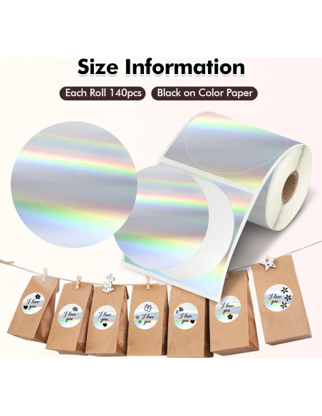 2 Rollos de Papel de Etiquetas Térmicas Redondas QYCHHJ 5,08 cm