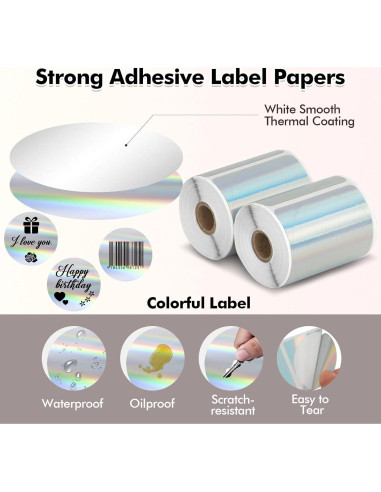 2 Rollos de Papel de Etiquetas Térmicas Redondas QYCHHJ 5,08 cm