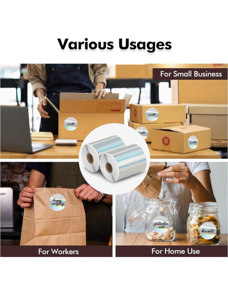 2 Rollos de Papel de Etiquetas Térmicas Redondas QYCHHJ 5,08 cm