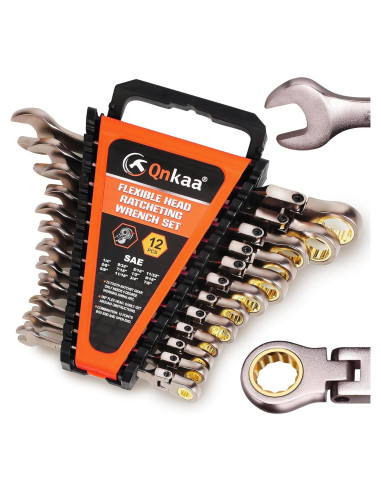 Juego de 12 llaves de carraca Qnkaa flexibles 0,64 a 2,22 cm