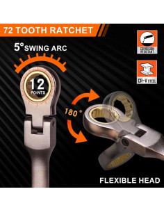 Juego de 12 llaves de carraca Qnkaa flexibles 0,64 a 2,22 cm 2