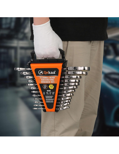 Juego de 12 llaves de carraca Qnkaa flexibles 0,64 a 2,22 cm