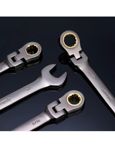 Juego de 12 llaves de carraca Qnkaa flexibles 0,64 a 2,22 cm