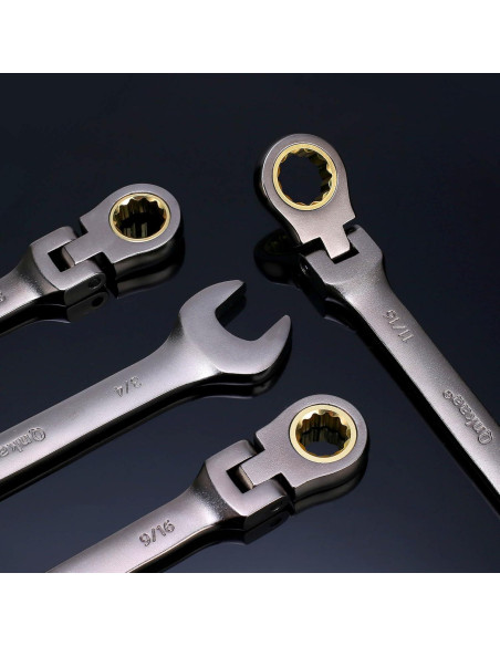 Juego de 12 llaves de carraca Qnkaa flexibles 0,64 a 2,22 cm