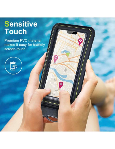 Funda impermeable gris para teléfono celular 6.8 con correa