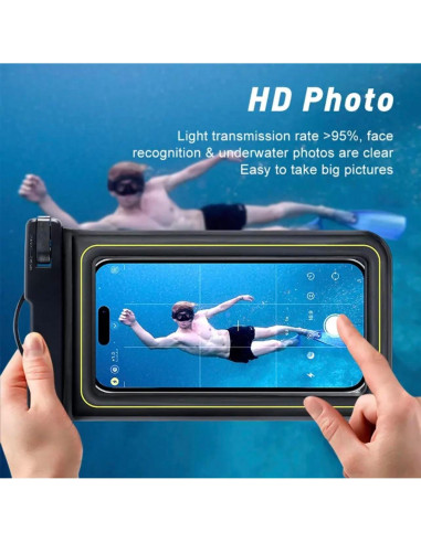 Funda impermeable gris para teléfono celular 6.8 con correa