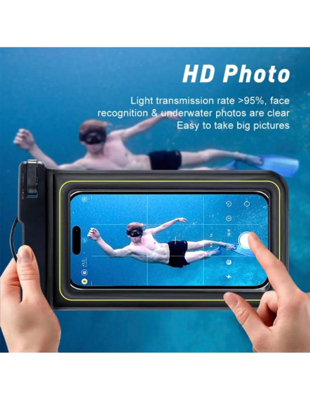 Funda impermeable gris para teléfono celular 6.8 con correa