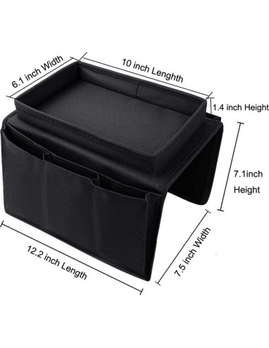 Organizador de Reposabrazos AstonTex Negro con 5 Bolsillos