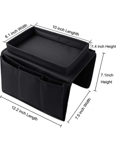 Organizador de Reposabrazos AstonTex Negro con 5 Bolsillos