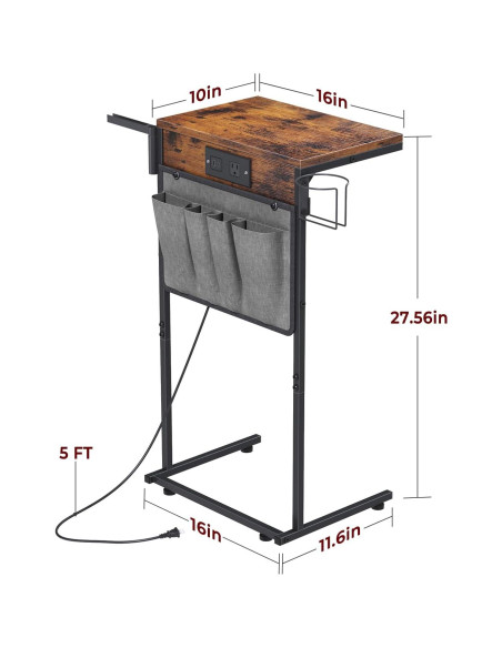 Mesa Lateral C Evermagin con Estación de Carga y Almacenamiento