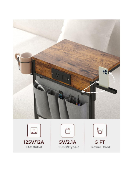 Mesa Lateral C Evermagin con Estación de Carga y Almacenamiento